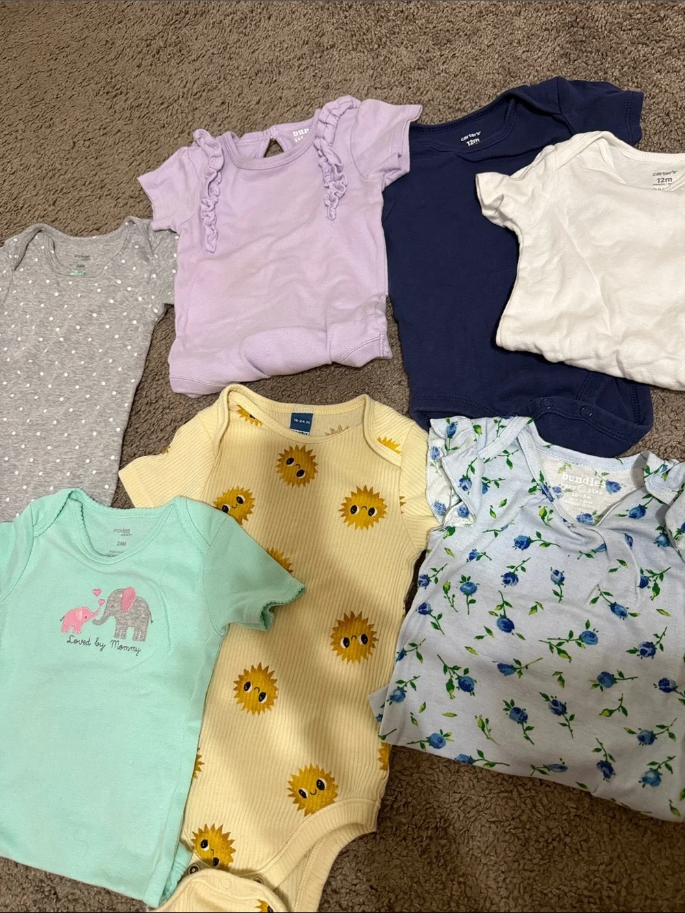 Mixed Baby Girl Onesie Bundle - Sunflower, Mint, Lavender, Navy & Floral